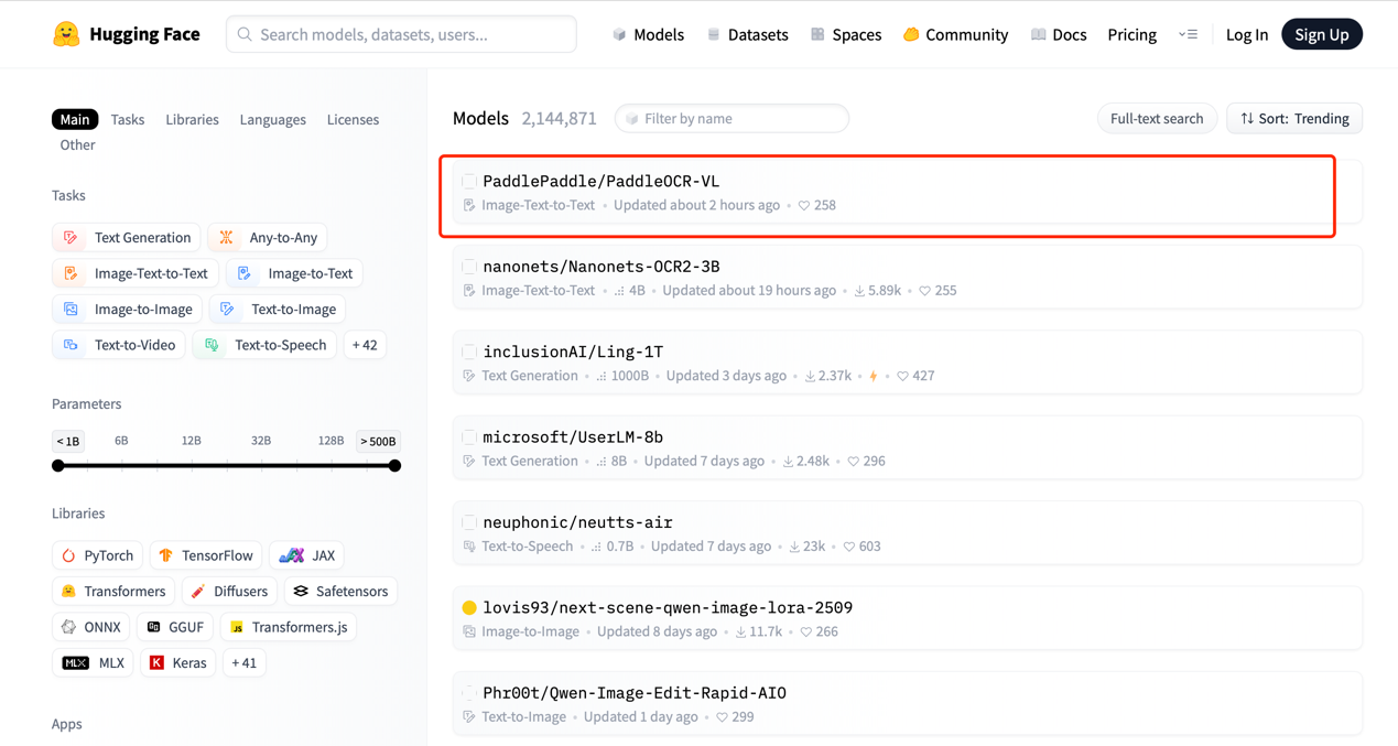 文心4.5衍生模型PaddleOCR-VL登顶HF Trending全球榜首